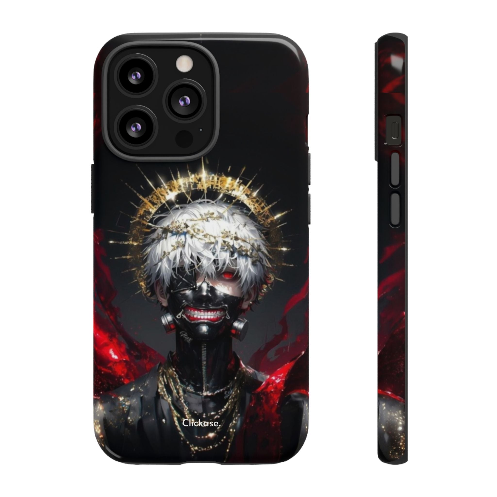 Ken Kaneki anime character phone case with 3D wrap, durable shock-absorbing design, and vibrant full-color print