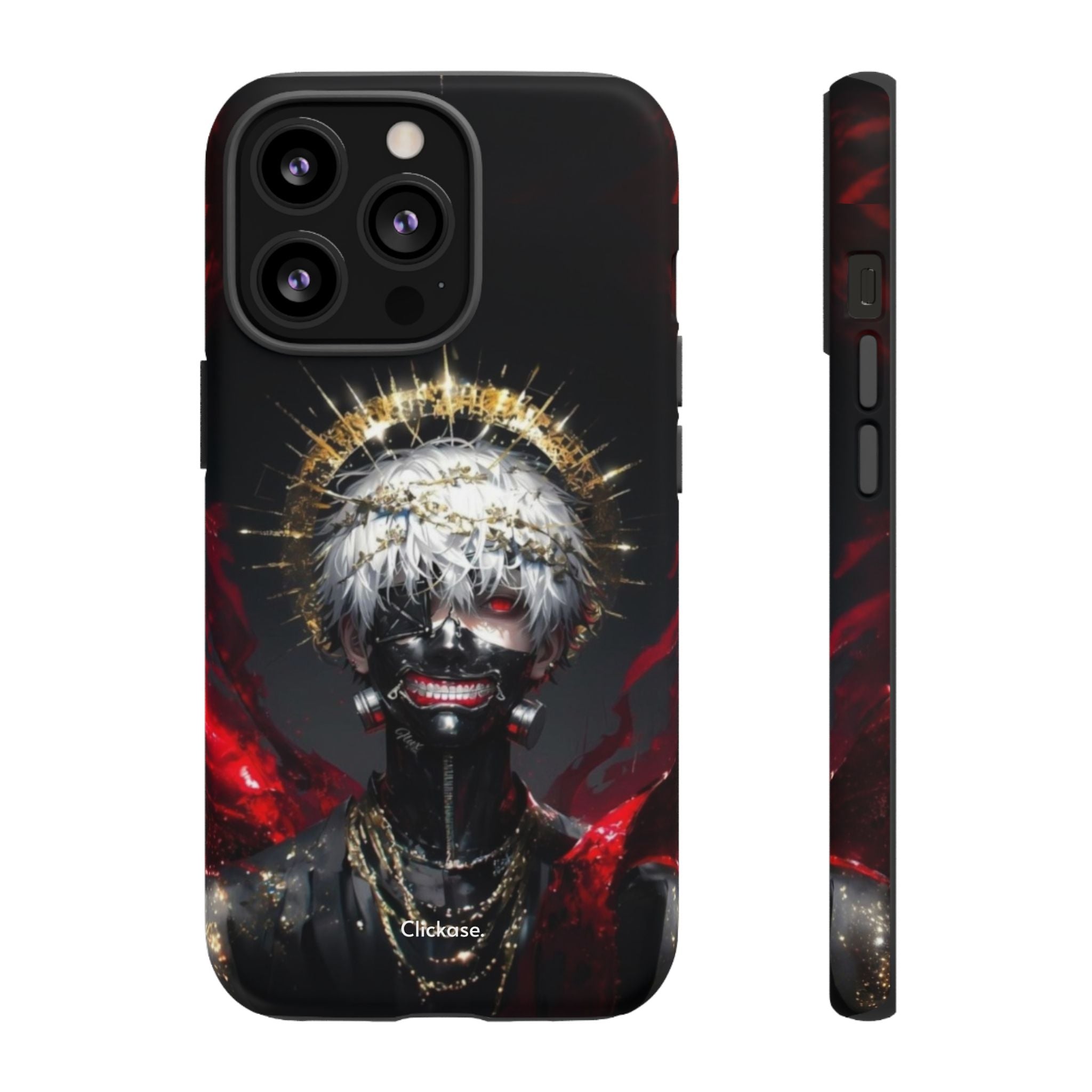 Ken Kaneki anime phone case with 3D wrap, durable shock-absorbing design and vibrant full-color graphics