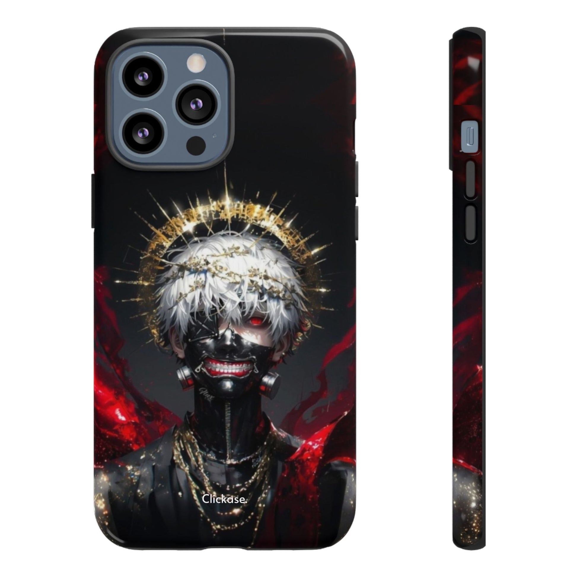 Ken Kaneki anime phone case with 3D wrap and shock-absorbing silicone liner for iPhone