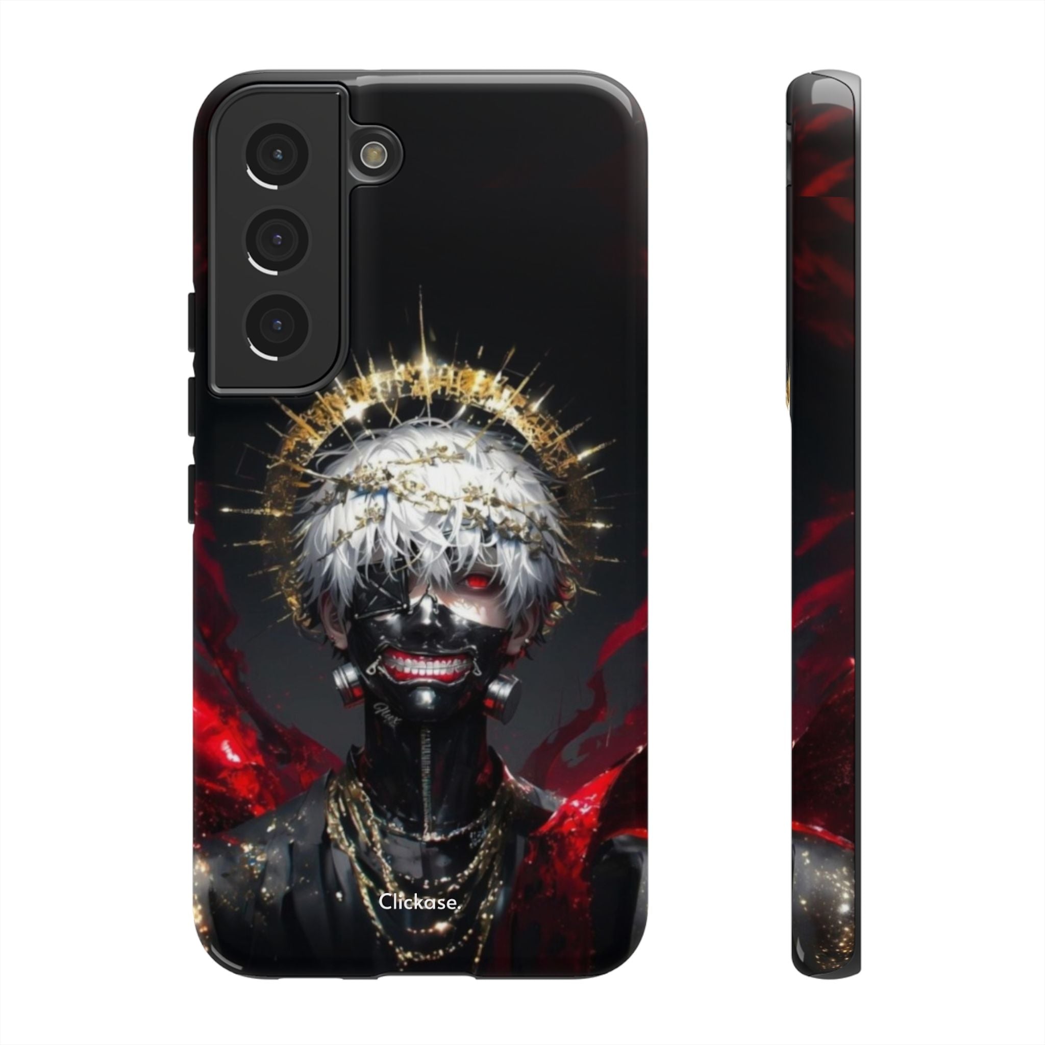 Ken Kaneki anime phone case with 3D wrap, shock-absorbing silicone, and durable design for drop protection
