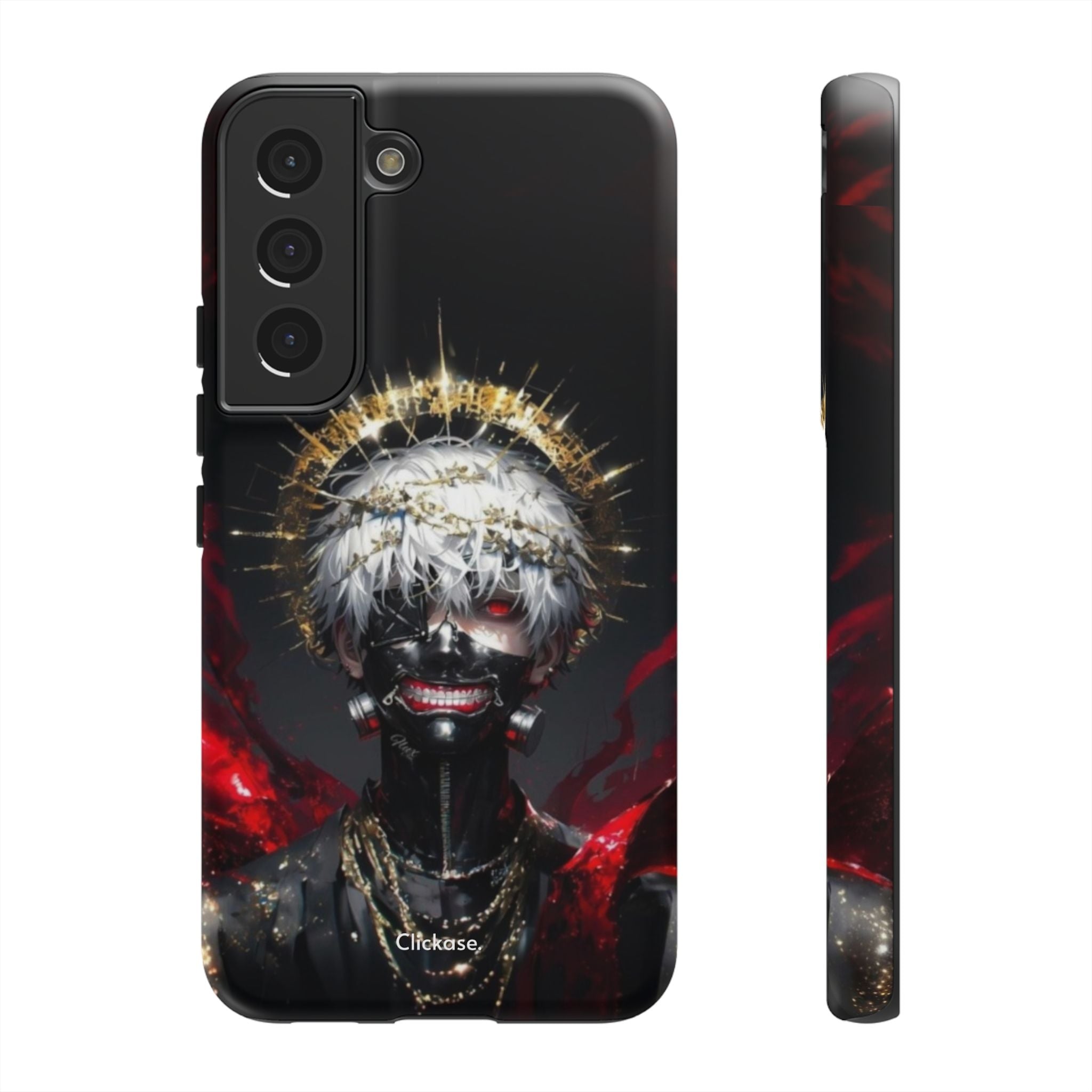 Ken Kaneki anime phone case with 3D wrap, durable shock-absorbing design, and vibrant full-color graphics
