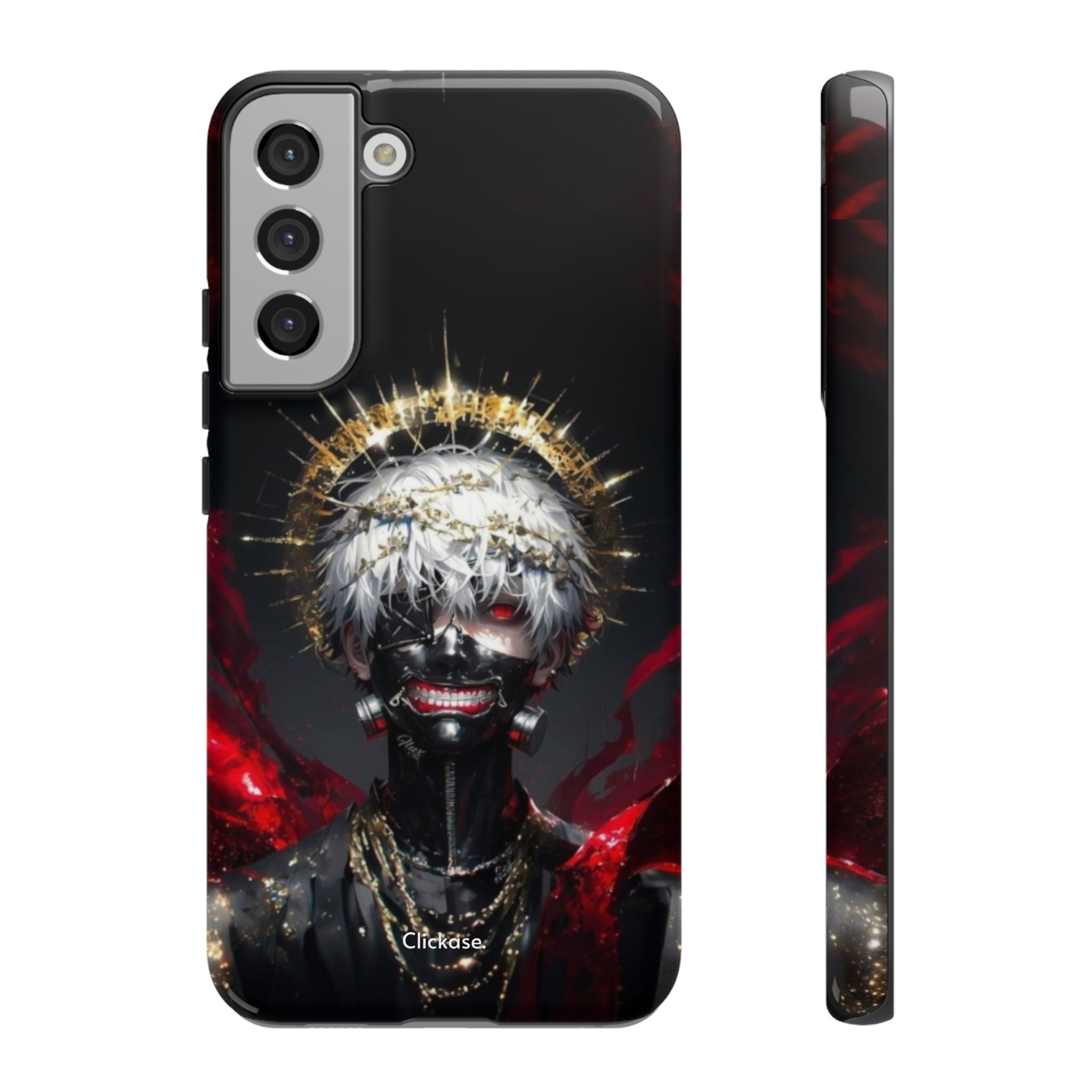 Ken Kaneki anime character phone case with 3D wrap, durable shock-absorbing design, and vibrant full-color graphics